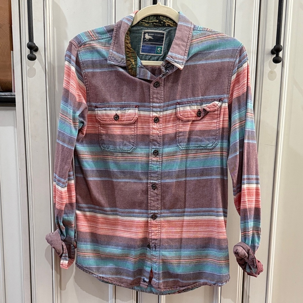 Modern Amusement Multicolor Striped Button Down Shirt